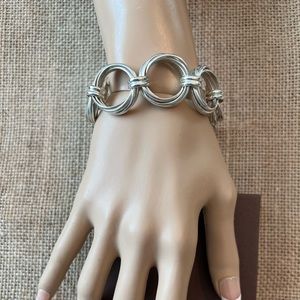 Silpada Multi Circle Link 925 Sterling Silver Adjustable Toggle Bracelet Retired